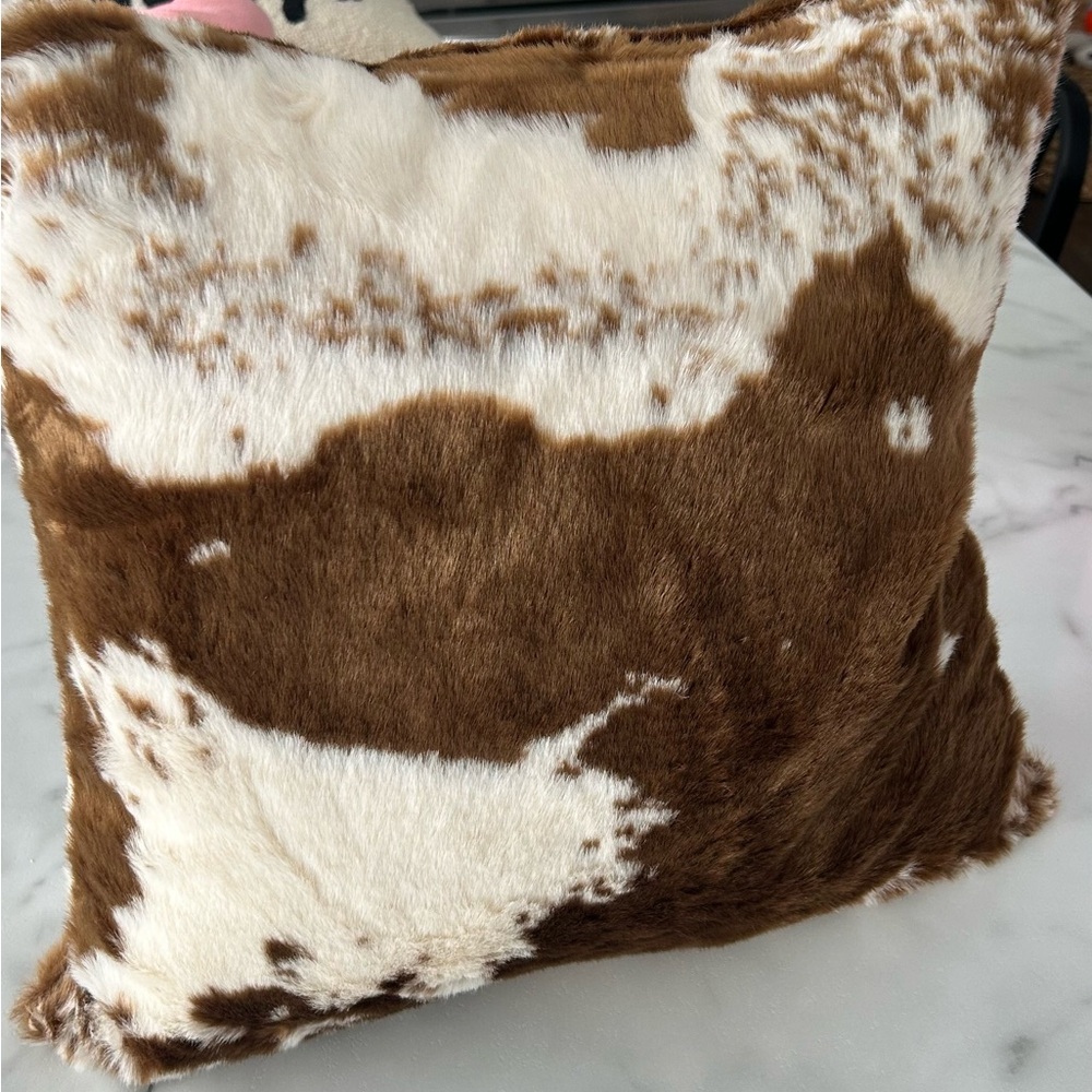 18x18 brown cowhide pillow